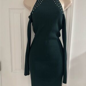 Say What? Green Bodycon Halter Dress sz S
